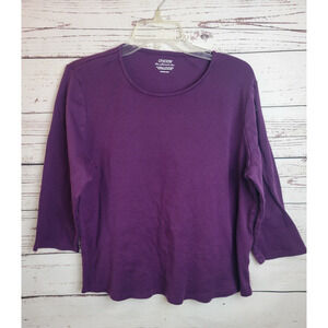 Chico's The Ultimate Tee Top Purple Crew Neck 3/4 Sleeve Casual Women's Size XL